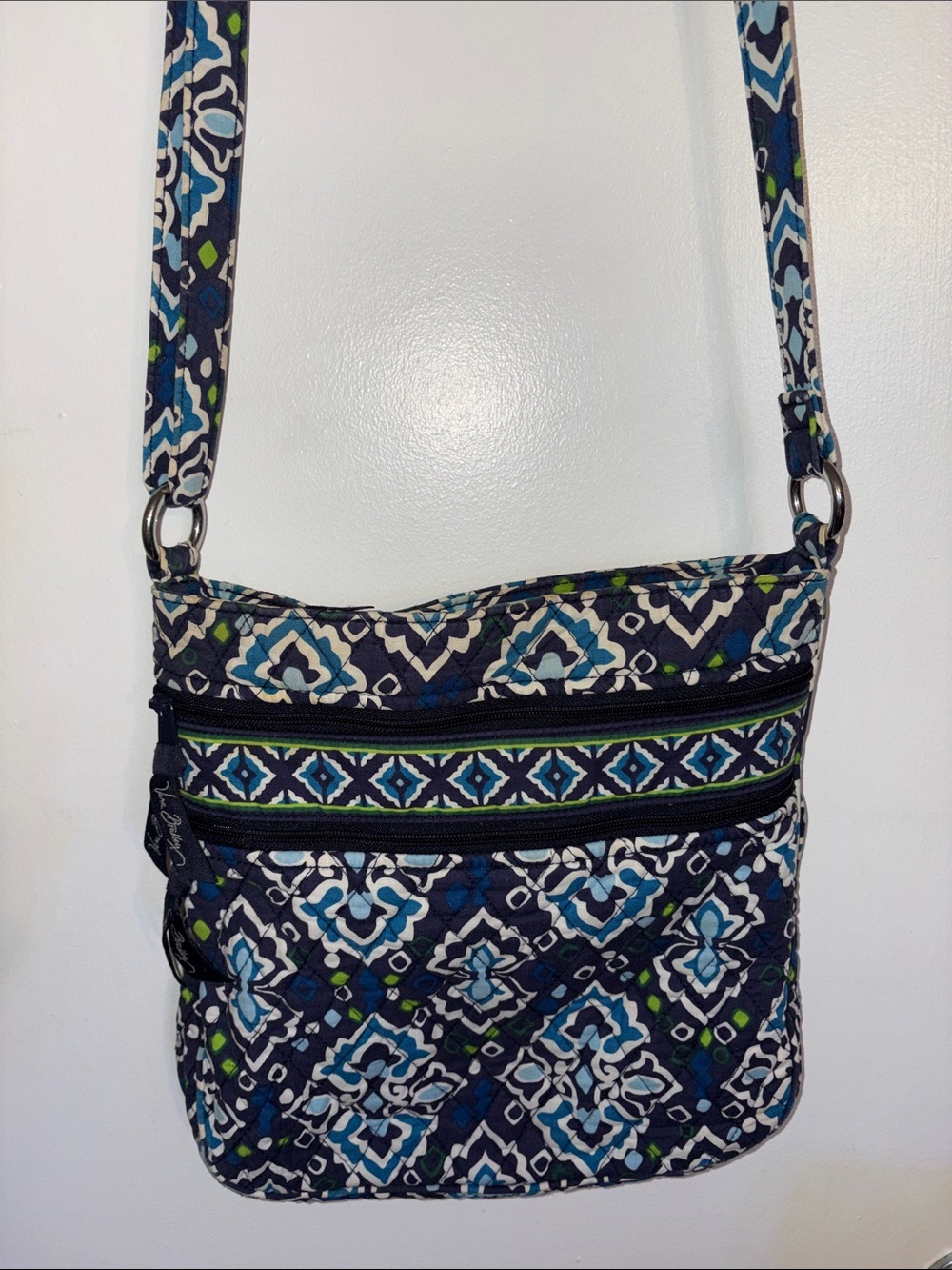 Vera Bradley Navy Crossbody with Blue, Green & White Confetti Print